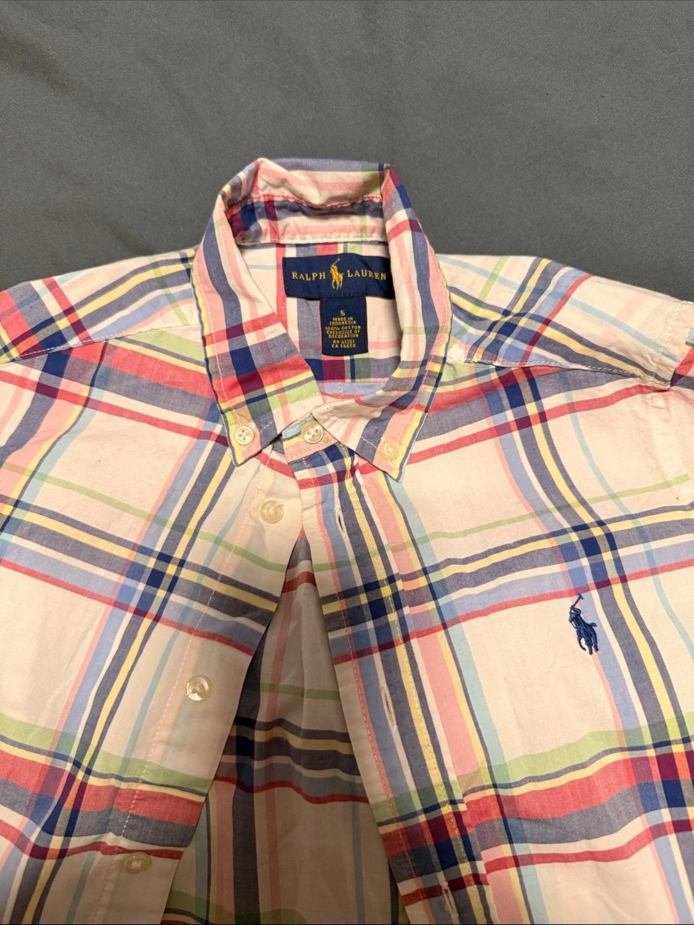 Ralph Lauren Pastel Plaid Short Sleeve Button-Up Shirt
